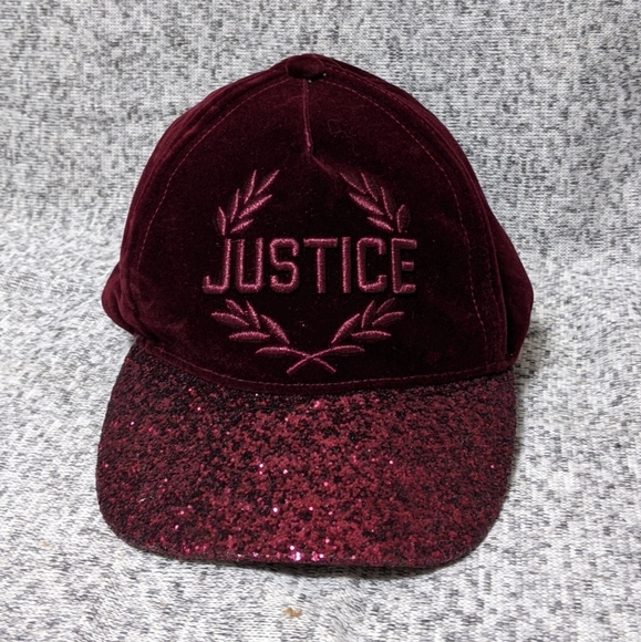 Justice-Tween Brands Burgundy Velvet/Glitter Cap - Picture 2 of 10